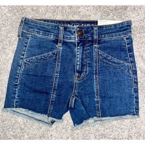 New American Eagle Women’s 2 Midi Super Stretch‎ Blue Low Rise Shorts